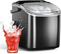 Ice Maker Countertop, Efficient Easy Carry Ice Machine, Self-Cleaning Ice Maker with Ice Scoop & Basket, 9pcs/ 8mins 26.6Lbs Per Day for Home/Office/Kitchen,Black