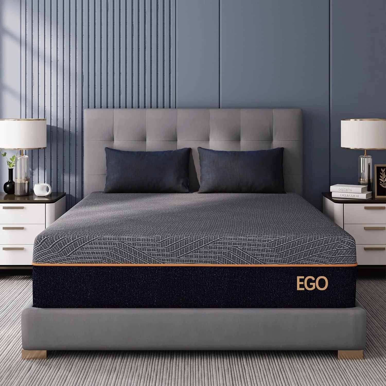 S14 Inch King Size Memory Foam Mattress for Back Pain, Cooling Gel Mattress Bed in a Box, Made in USA, CertiPUR-US Certified, Therapeutic Medium Mattress, 76x80x14 Black