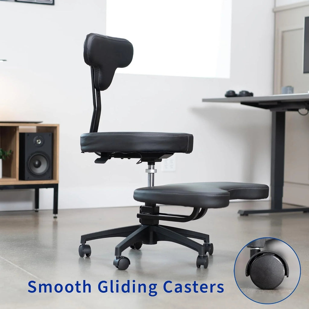 Cross-Legged Office Chair – Adjustable Height Floor Chair with Back Support for Yoga, Meditation, and ADHD (Black, CHAIR-CL02B-R)