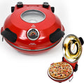 Electric Pizza Oven with Ceramic Stone, Viewing Window, Adjustable Heat Control, Timer and 1200W Baking Power, DIY Homemade Pizzeria, Large 12” Pie Capacity (Black)